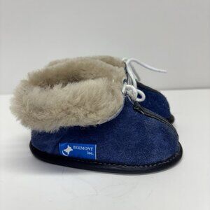 Bermont Suede Lace-up Ankle Boot Baby Size 5 Blue Real Leather Sheep Wool Canada